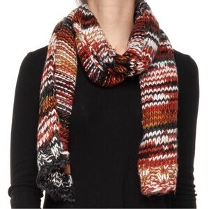 Frye Red and Black Knit Scarf